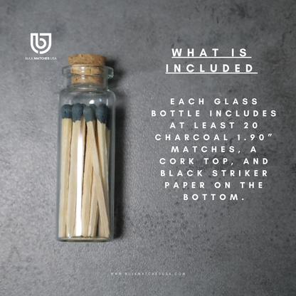 100 Ready-to-use Glass Bottles with Cork Tops | Charcoal Tip