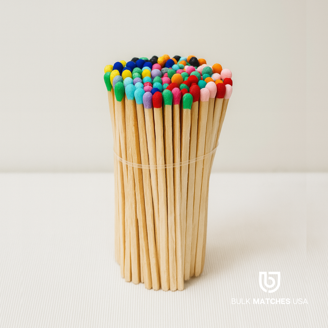 3.80″ Rainbow Mix Tip Safety Matches | Colorful Long Matches for Candles & Events