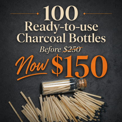 100 Ready-to-use Glass Bottles with Cork Tops | Charcoal Tip