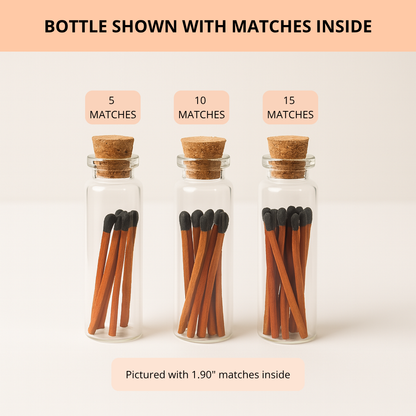 100 Empty Glass Bottles + Cork + Striker Paper – Fits 1.90” Matches